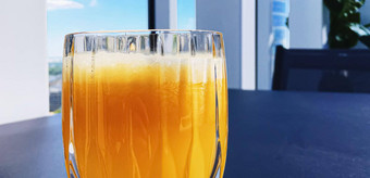 健康的喝水果维生素饮料<strong>菜单</strong>新鲜的橙色汁奢侈品餐厅在户外食物服务酒<strong>店早餐</strong>概念