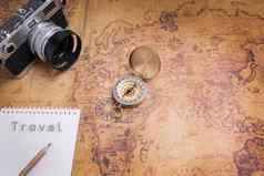 古董指南针相机地图旅行规划