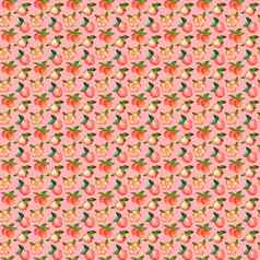 插图数字水彩无缝的模式桃子花粉红色的背景