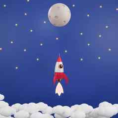 火箭发射烟天空星系飞行月亮云