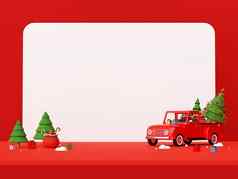 快乐圣诞节快乐一年场景圣诞节卡车完整的圣诞节礼物圣诞节树卡车复制空间呈现