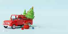 快乐圣诞节快乐一年圣诞节卡车完整的圣诞节礼物圣诞节树卡车呈现