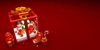 雪人圣诞节树礼物盒子插图
