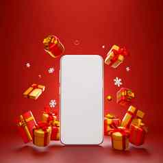 场景智能手机圣诞节礼物购物在线广告插图