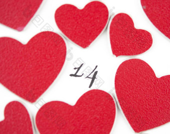 日历页面红色的心2月圣情人节一天
