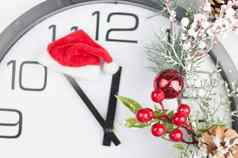 圣诞节时钟圣诞节装饰红色的球时间显示点一年圣诞节