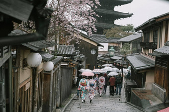 小镇《京都议定书》樱花季节日本