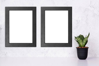 模型黑色的框架垂直墙植物能表格前首页模拟海报演讲桌子上设计画廊照片图片边境模板广告
