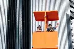 工人建设摇篮爬起重机大玻璃建筑起重机电梯工人车座位建设