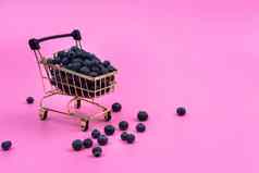 蓝莓杂货店车粉红色的背景分散蓝莓杂货店车粉红色的背景