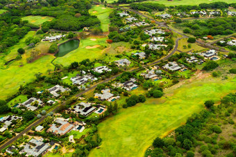 鸟瞰图视图小镇高尔夫球课程岛毛里求斯别墅岛毛里求斯高尔夫球