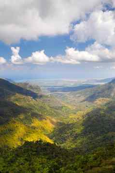 鸟瞰图视图山字段岛毛里求斯风景毛里求斯
