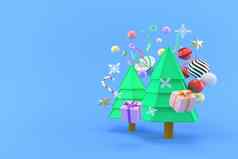 插图礼物盒子树一年圣诞节假期