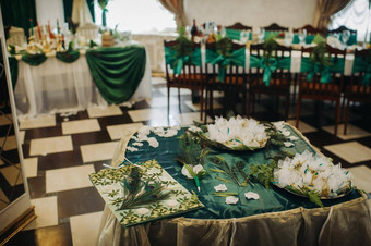 婚礼表格装饰花表格绿色风格晚餐表格装饰