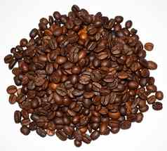 烤咖啡豆子孤立的白色背景咖啡芳香食物饮料前视图平纹理