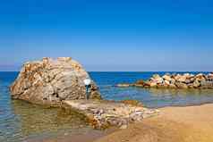 夏天季节海视图爱琴海海海岸