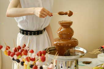 芝士火锅巧克力喷泉糖果甜蜜的主题