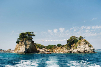 浮雕岛阳光明媚的一天著名的海滩内部湾浮雕岛扎金索斯岛希腊