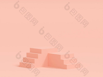 场景柔和的颜色几何形状讲台上粉红色的背景呈现