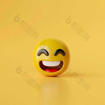 <strong>微笑表情</strong>符号图标黄色的背景插图