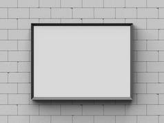 空白照片框架模型混凝土墙广告插图