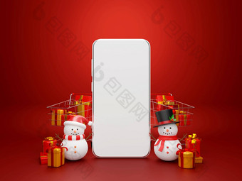 圣诞节购物在线出售智能手机雪人购物卡江南礼物插图