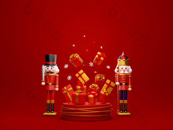 胡桃夹子讲台上圣诞节礼物快乐圣诞节快乐一年插图