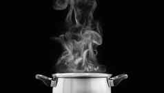 蒸汽烹饪能厨房黑暗背景