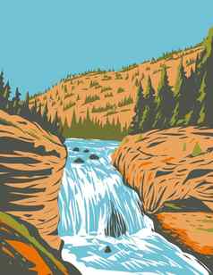 firehole瀑布firehole河位于西南黄石公园国家公园怀俄明美国水渍险海报艺术