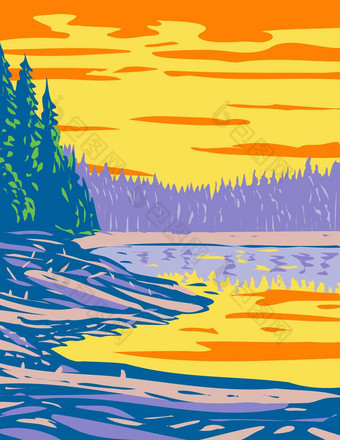 丝带湖峡谷部分黄石公园国家公园蒙大拿美国水渍险海报艺术
