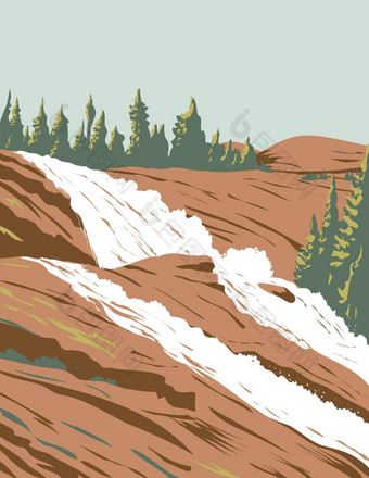 水车瀑布图奥勒米河塞拉内华达约塞米蒂国家公园加州美国水渍险海报艺术