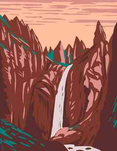 塔秋天塔溪位于东北黄石公园国家公园怀俄明美国水渍险海报艺术