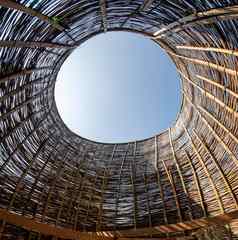 竹子拱门依赖大chickensbamboo建筑手工艺品木织使遮阳伞