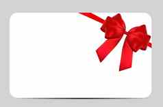 空白礼物卡模板红色的弓丝带向量插图业务