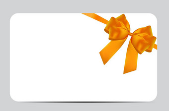 空白礼物卡模板橙色弓丝带向量插图业务