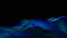 现代蓝色的技术波领导软焦点背景霓虹灯光大数据