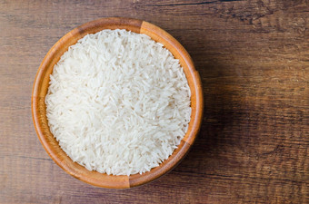 有机泰国茉莉花大米粮食木碗