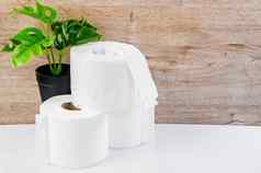 白色厨房纸毛巾厕所。。。纸纸组织棉花垫绿色叶子