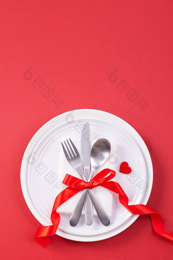 情人节一天设计概念浪漫的板菜餐厅假期庆祝活动餐促销活动夫妇情人约会前视图平躺开销