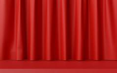 插图最小的阶段红色的窗帘产品广告