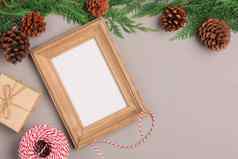 圣诞节一年礼物盒子集合包装卡夫纸空白照片框架文本