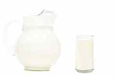 玻璃投手牛奶孤立的白色