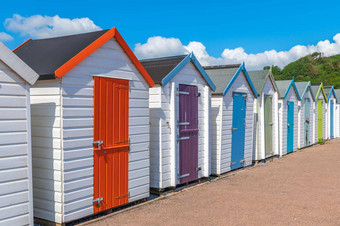 色彩斑斓的小海滩房子五彩缤纷的海滩棚屋各种画海滩棚屋海滩小屋托贝南德文郡