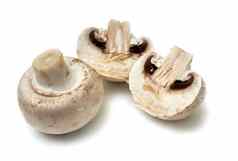 新鲜的食用香草蘑菇孤立的白色