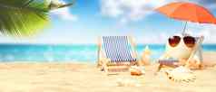 贝壳太阳镜热带海滩夏天假期