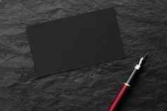空白黑色的业务卡模型文具平铺奢侈品品牌企业身份设计