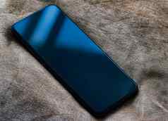 移动电话蓝色的屏幕古董织物背景智能手机模型应用程序模板品牌市场营销设计