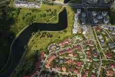 空中摄影大数量房子东部区明斯克区城市明斯克河垂直白俄罗斯