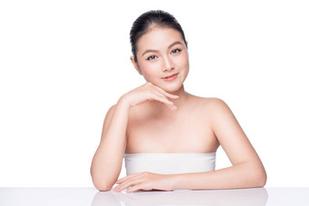美丽的水疗中心模型亚洲女孩完美的新鲜的清洁皮肤