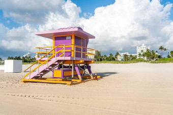 色彩斑斓的救生员塔南<strong>海滩迈阿密海滩</strong>佛罗里达